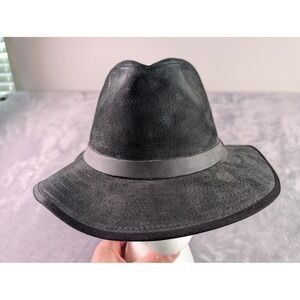 Capas Headwear Black SAFARI Suede Fedora Hat Leather Band Mens Size Large